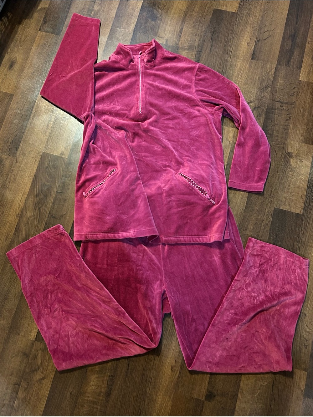 Kids Pink Velour Pajama Set - Cozy Pull-Over Top & Pants